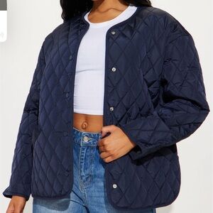 Quilted Navy Puffer Jacket
